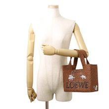 将图像加载到图库查看器中，LOEWE Font Tote 2WAY Snafujita Collaboration Brown Raffia Size Small
