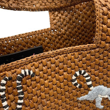 将图像加载到图库查看器中，LOEWE Font Tote 2WAY Snafujita Collaboration Brown Raffia Size Small
