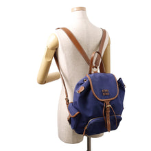 Load image into Gallery viewer, MIUMIU Logo Backpack Blue/Brown5BZ042 Canvas

