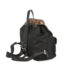 将图像加载到图库查看器中，PRADA Leopard Backpack Black/Brown1BZ811 Nylon Leather
