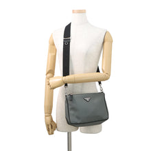 Load image into Gallery viewer, PRADA Triangle Logo Bicolor Shoulder Bag Gray/Black2VH113_064_F0H16 Nylon Leather
