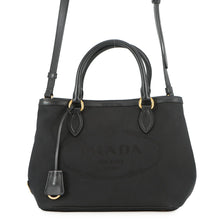 将图像加载到图库查看器中，PRADA Jacquard Logo 2-Way Handbag Black1BA172_UCW_F0002 Canvas Leather
