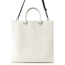 将图像加载到图库查看器中，PRADA Saffiano Leather Embossed Logo 2-Way Tote Bag White2VG084 Leather
