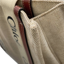 Load image into Gallery viewer, Chloe Woody Tote Bag White/BrownCHC22AS383I2690U Canvas Calf Leather
