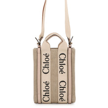 将图像加载到图库查看器中，Chloe Woody North South Tote 2WAY Handbag Beige/CementPinkCHC24AP243I266J5 Canvas Calf Leather Size Mini
