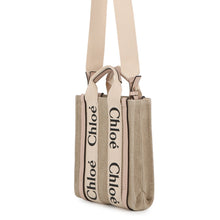 将图像加载到图库查看器中，Chloe Woody North South Tote 2WAY Handbag Beige/CementPinkCHC24AP243I266J5 Canvas Calf Leather Size Mini

