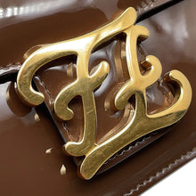 将图像加载到图库查看器中，FENDI Calligraphy Shoulder Bag Brown8BT317 A5AU Patent Leather
