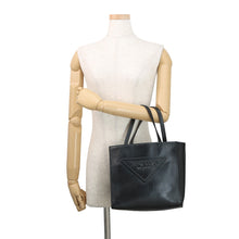 Load image into Gallery viewer, PRADA Embossed Triangle 2-Way Tote Black1BG382 Leather
