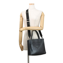 Load image into Gallery viewer, PRADA Embossed Triangle 2-Way Tote Black1BG382 Leather
