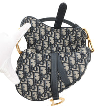 Load image into Gallery viewer, Dior Oblique Saddlebag Navy/BeigeM0447CTZQ_M928 Canvas Leather Size Mini
