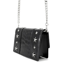 将图像加载到图库查看器中，JIMMY CHOO Pyxis Chain Shoulder Bag Black Crocodile Embossed Leather Size Mini
