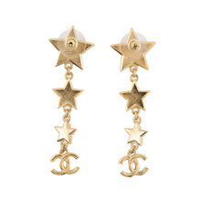 Load image into Gallery viewer, CHANEL Star motif long earrings Gold Gold Plated Faux Pearl Rhinestone
