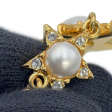 Load image into Gallery viewer, CHANEL Star motif long earrings Gold Gold Plated Faux Pearl Rhinestone
