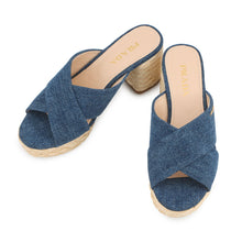 Load image into Gallery viewer, PRADA mule sandals Navy1XP93A Cotton Size 36
