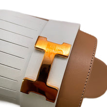 将图像加载到图库查看器中，HERMES Koralia Sandals Brown/White Leather Size 36
