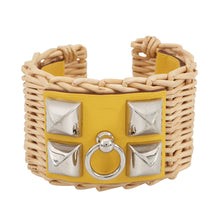 Load image into Gallery viewer, HERMES Medor Picnic Bangle Size T2 Lime Swift Leather Rattan
