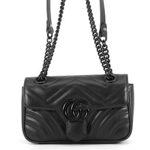 将图像加载到图库查看器中，GUCCI GG Marmont Small Shoulder Bag Black446744 Leather Size Small
