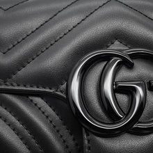 将图像加载到图库查看器中，GUCCI GG Marmont Small Shoulder Bag Black446744 Leather Size Small
