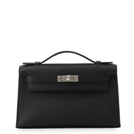 HERMES PochetteKelly Black Swift Leather