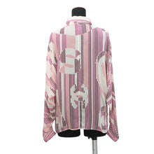 将图像加载到图库查看器中，CHANEL Viscose CC Logo Button All-Over Print Shirt Size 38 White/Pink/PurpleP75476 Viscose 64% Silk 36%
