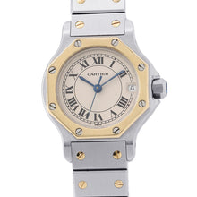 将图像加载到图库查看器中，CARTIER Santos Octagon SM W25mm Stainless Steel K18YG Ivory DialW2001683
