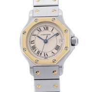 CARTIER Santos Octagon SM W25mm Stainless Steel K18YG Ivory DialW2001683