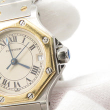 将图像加载到图库查看器中，CARTIER Santos Octagon SM W25mm Stainless Steel K18YG Ivory DialW2001683
