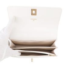 Load image into Gallery viewer, CHANEL Matelasse Top Handle Chain Wallet White Caviar Leather
