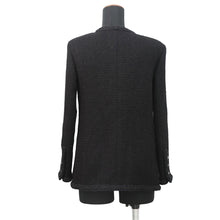 Load image into Gallery viewer, CHANEL CamelliaButton Collarless Jacket Size 34 BlackP75863 Tweed
