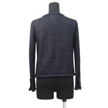 将图像加载到图库查看器中，CHANEL Lion Button Collarless Jacket Size 34 NavyP72421 Tweed
