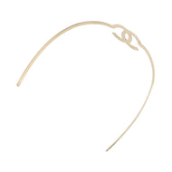 CHANEL CC Logo Headband Gold Metal