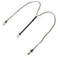 CHANEL CC Logo Chain Suspenders Black Leather Size M
