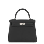 HERMES Kelly Retourne Black Togo Leather Size 25
