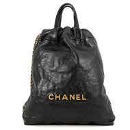 CHANEL CHANEL22 Backpack BlackAS3859 Shiny Calf Leather Size Small
