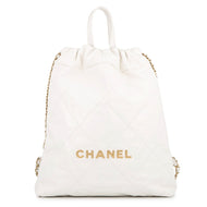 CHANEL CHANEL22 Backpack WhiteAS3859 Shiny Calf Leather Size Small