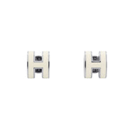 HERMES Pop Ash Earrings Size Mini White Metal