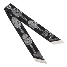 将图像加载到图库查看器中，HERMES Twilly Merveilleuse Lantern Black/White Silk100%

