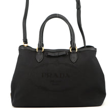 Load image into Gallery viewer, PRADA Logo jacquard 2WAY Tote Bag Black1BA579 Canvas Leather
