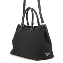 Load image into Gallery viewer, PRADA Logo jacquard 2WAY Tote Bag Black1BA579 Canvas Leather
