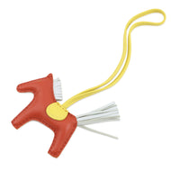 HERMES Rodeo Bag Charm Carnelian/Lime/Blue Brume Lambskin Size PM