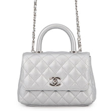 Load image into Gallery viewer, CHANEL Coco Handle 2WAYHandbag SilverAS2215 Caviar Leather Size XXS
