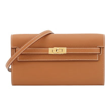 Load image into Gallery viewer, HERMES Kelly wallet long to go Gold Epsom
