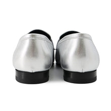 将图像加载到图库查看器中，HERMES Mocassins Royale Gris Argent Chevre Metallize Size 36
