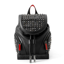 Load image into Gallery viewer, Christian Louboutin Explorer Funk Studded Backpack Black/Red3215038 Leather Canvas Size Small
