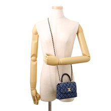 将图像加载到图库查看器中，CHANEL Matelasse Coco Handle 2WAYHandbag BlueAP4244 Washed Denim Calf Leather Size Mini mini
