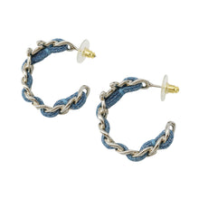 将图像加载到图库查看器中，CHANEL CC Logo Hoop Earrings DenimABF160 Denim Metal

