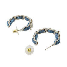 将图像加载到图库查看器中，CHANEL CC Logo Hoop Earrings DenimABF160 Denim Metal
