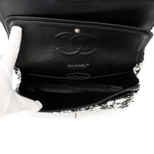 Load image into Gallery viewer, CHANEL Matelasse Double Flap Chain Shoulder Bag Black/WhiteA01112 Tweed Size 25

