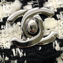 Load image into Gallery viewer, CHANEL Matelasse Double Flap Chain Shoulder Bag Black/WhiteA01112 Tweed Size 25

