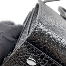 Load image into Gallery viewer, SAINT LAURENT PARIS Jour Baby Black421863 Croco embossed leather
